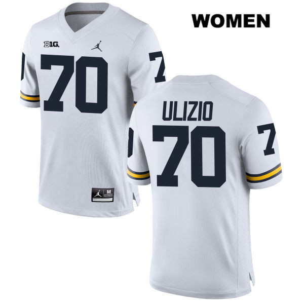 Women's NCAA Michigan Wolverines Nolan Ulizio #70 White Jordan Brand Authentic Stitched Football College Jersey LK25X66ZX